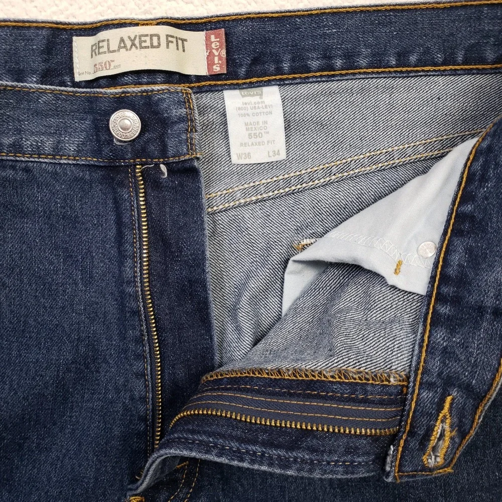 Levi's 550 Relaxed Fit Jeans Mens 36x34 Blue Dark Wash Tapered Leg Denim Y2K